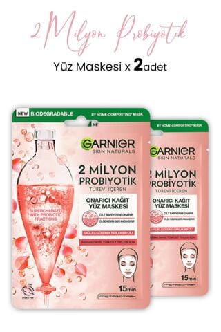 Garnier 2 Milyon Probiyotik Onarıcı Kağıt Yüz Maskesi 22 gr x 2 Adet