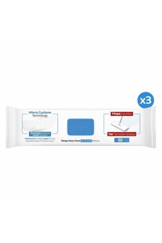 Sleepy Easy Clean Çamaşır Suyu Katkılı Mopa Uyumlu Yer Temizlik Havlusu 3x50 (150 YAPRAK)