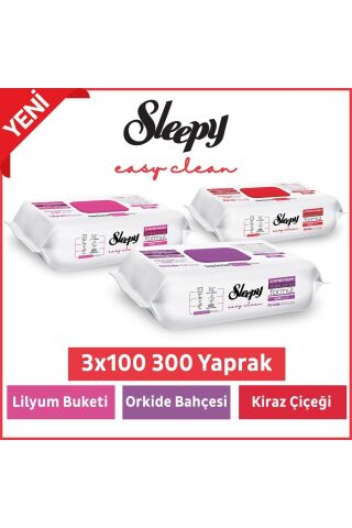 Sleepy Lilyum Buketi, Orkide Bahçesi ve Kiraz Çiçeği Yüzey Temizlik Havlusu 100' lü