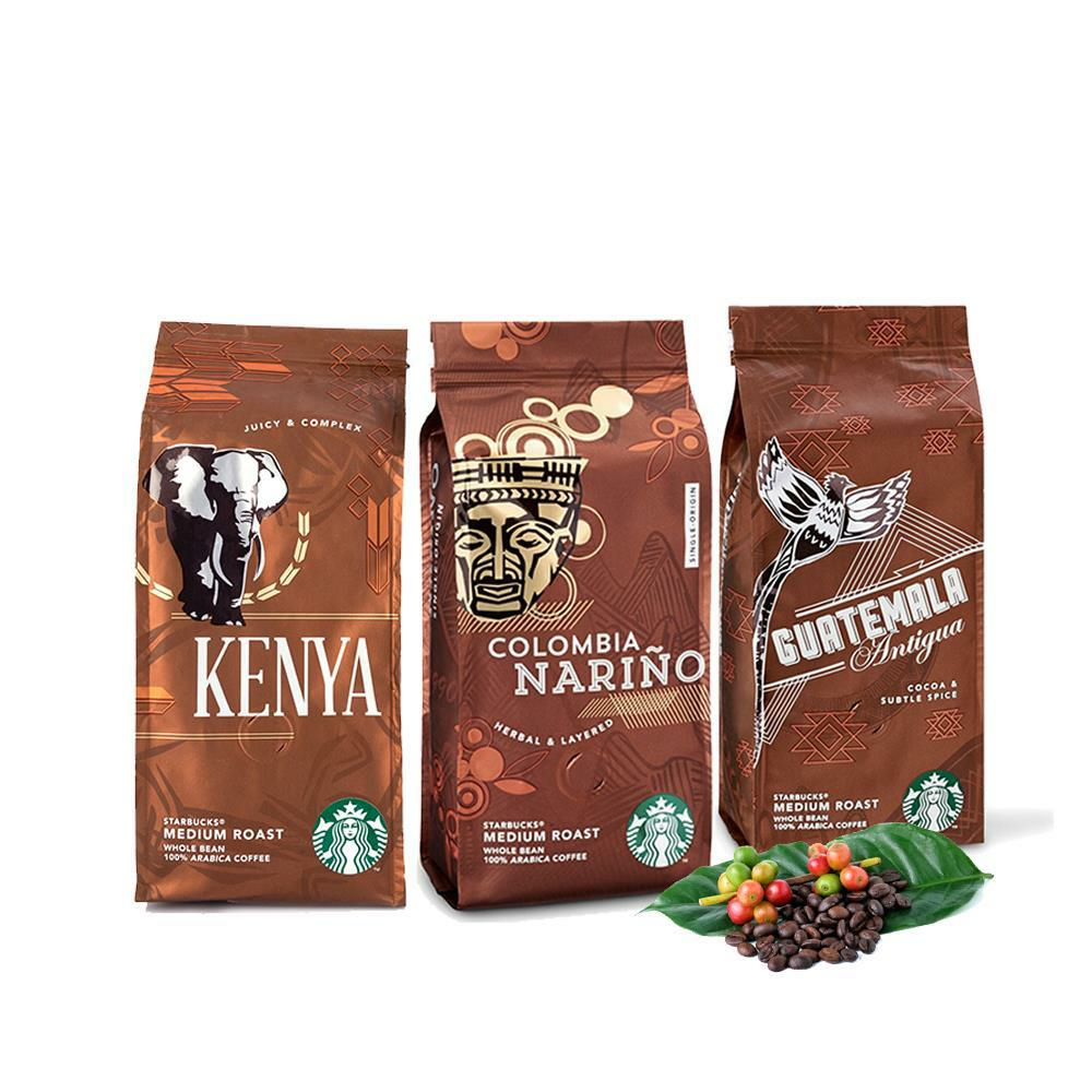 Düvenci Toptan Starbucks Kenya, Colombia ve Guatemala Çekirdek Kahve 250 Gram 3'lü Set