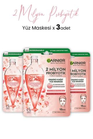 Garnier 2 Milyon Probiyotik Onarıcı Kağıt Yüz Maskesi 22 gr x 3 Adet