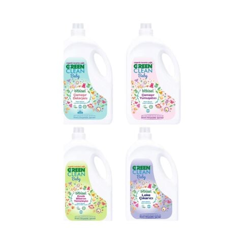 Green Clean Baby Çamaşır Deterjanı 2.75 lt + Yumuşatıcı 2.75 lt + Leke Çıkarıcı 2.75 lt + Biberon Temizleyici 2.75 lt