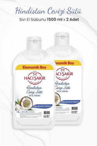Hacı Şakir Hindistan Cevizi Nemlendirci Sıvı El Sabunu 1500 ml x 2 Adet