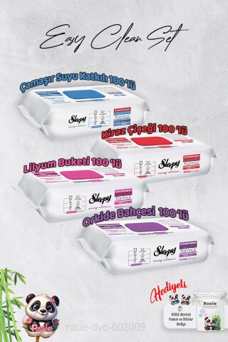 Sleepy  Çamaşır Suyu, Kiraz Çiçeği, Orkide ve Lilyum Yüzey Temizlik Havlusu ve Hediye Rosie