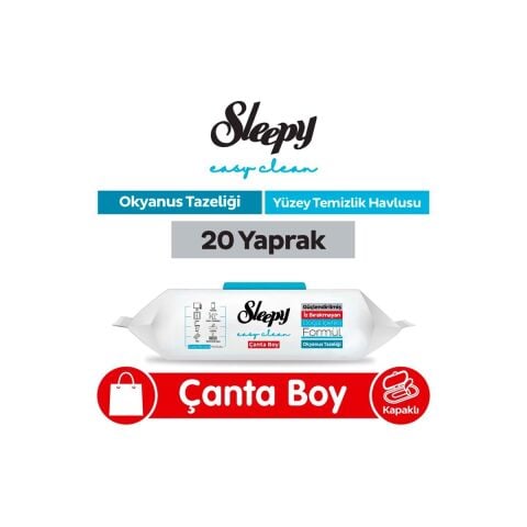Sleepy Okyanus Tazeliği Yüzey Temizlik Havlusu 20 yaprak Çanta Boy