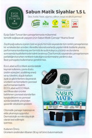 2 Adet Eyüp Sabri Tuncer Siyah Çamaşırlar Sıvı Sabun Matik 1.5 L ve ROSIE Hediye