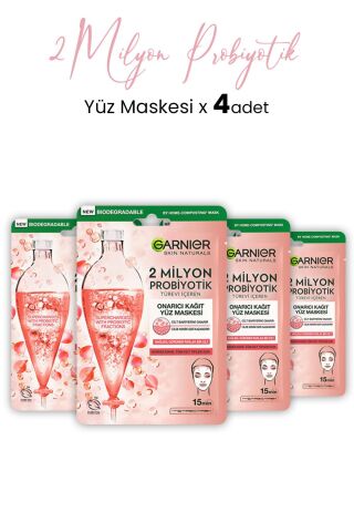 Garnier 2 Milyon Probiyotik Onarıcı Kağıt Yüz Maskesi 22 gr x 4 Adet