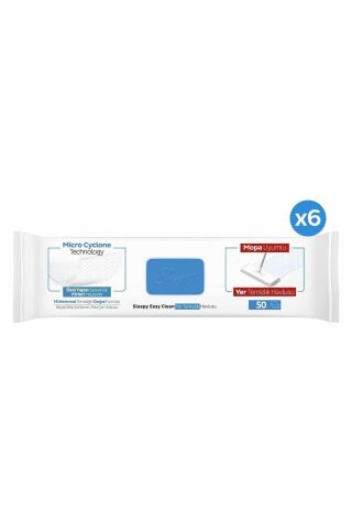 Sleepy Easy Clean Çamaşır Suyu Katkılı Mopa Uyumlu Yer Temizlik Havlusu 6x50 (300 YAPRAK)