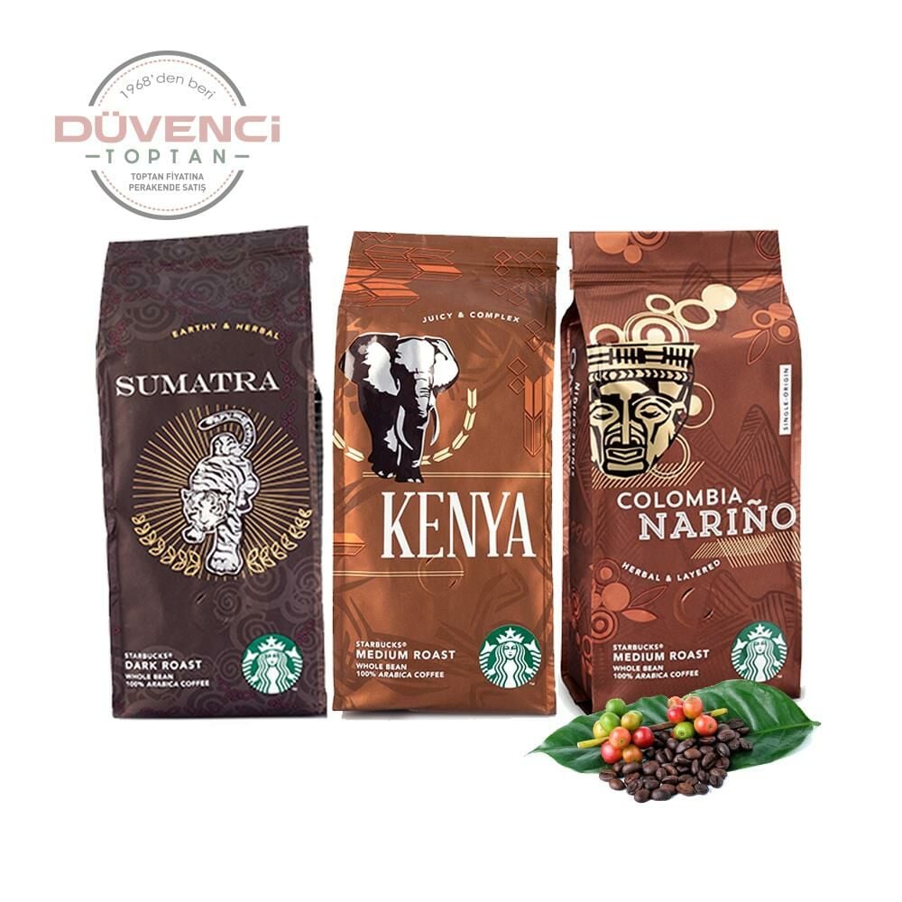 Düvenci Toptan Starbucks Kenya, Sumatra ve Colombia Çekirdek Kahve 250 Gram 3' lü Set