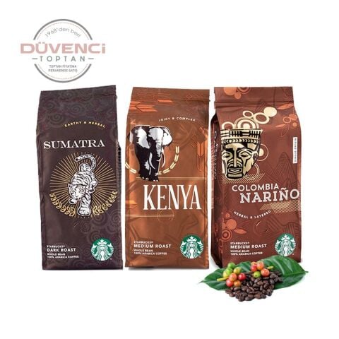 Düvenci Toptan Starbucks Kenya, Sumatra ve Colombia Çekirdek Kahve 250 Gram 3' lü Set