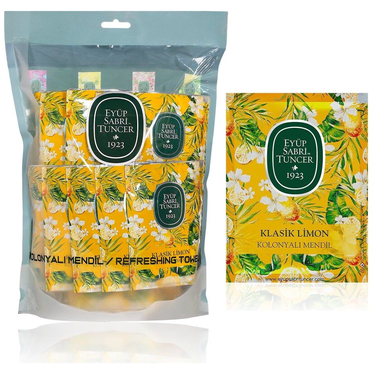 Klasik Limon Kolonyalı Mendil 50'li (Büyük Boy)
