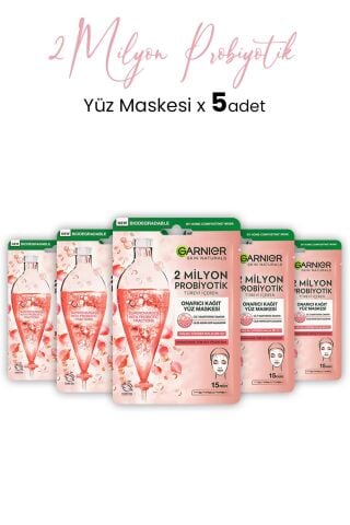 Garnier 2 Milyon Probiyotik Onarıcı Kağıt Yüz Maskesi 22 gr x 5 Adet