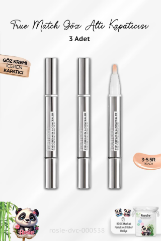 Loreal Paris 3 Adet True Match Göz Kremi İçeren Kapatıcı Peach 3-5.5R ve ROSIE