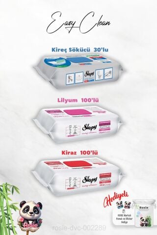 Kiraz ve Lilyum Katkılı 100'lü, Kireç Sökücü 30'lu Temizlik Havlusu ve Rosie Hediye