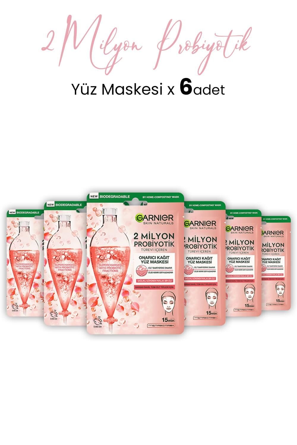 Garnier 2 Milyon Probiyotik Onarıcı Kağıt Yüz Maskesi 22 gr x 6 Adet