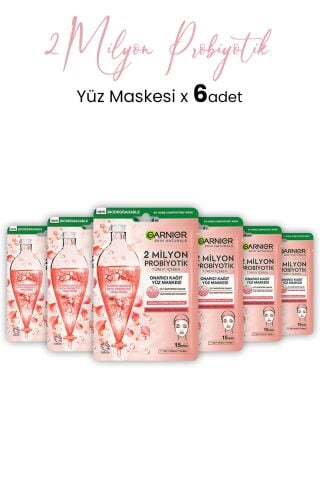 Garnier 2 Milyon Probiyotik Onarıcı Kağıt Yüz Maskesi 22 gr x 6 Adet