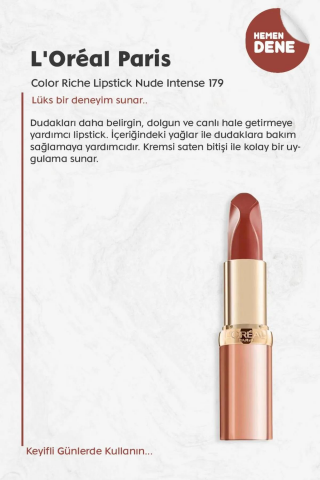 3 Adet Loreal Paris Color Riche Lipstick Nude Intense 179 ve ROSIE