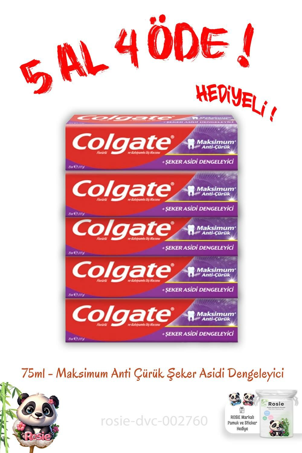 Maksimum Anti Çürük Şeker Asidi Dengeleyici Diş Macunu 75 ml 5 Al 4 Öde