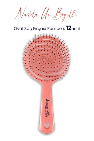 Nascita Üç Boyutlu Oval Saç Fırçası Pembe x 12 Adet