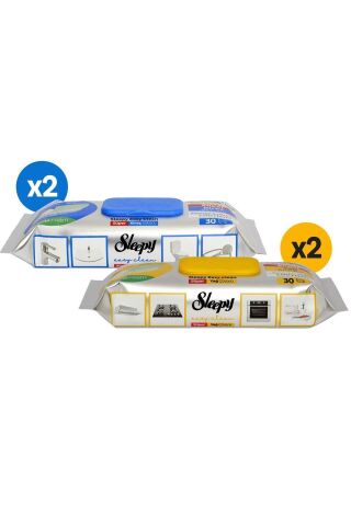 Sleepy Easy Clean Süper Yağ Çözücü&Kireç Sökücü Havlu Karma Paket 4X30 (120 Yaprak)