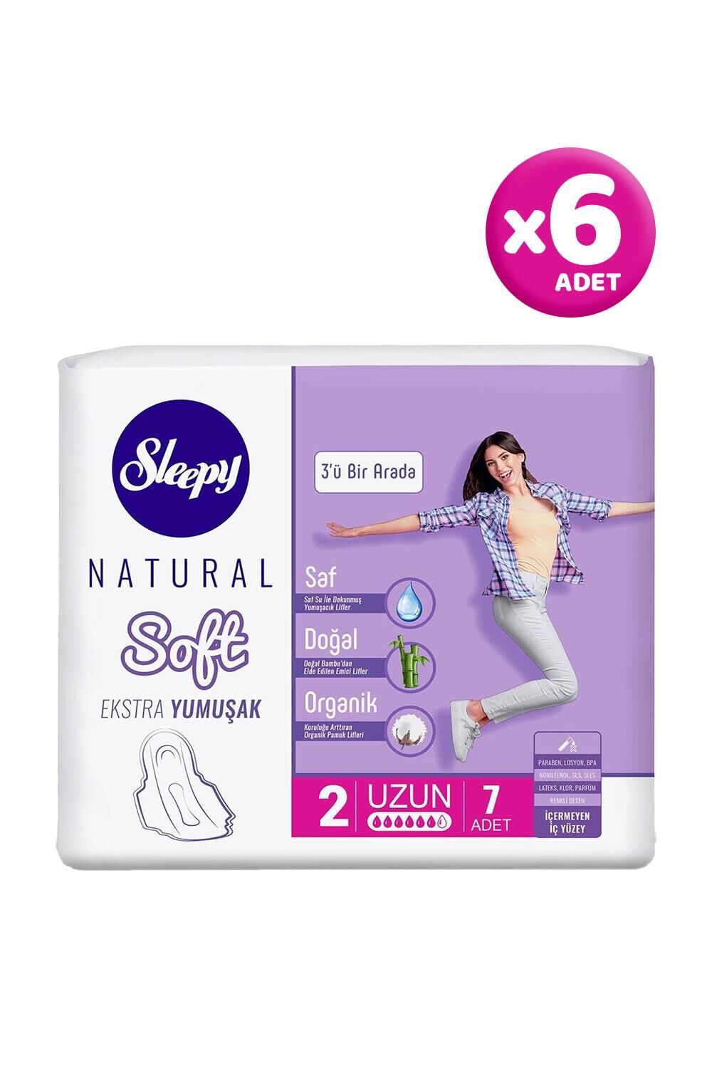 Sleepy Natural Hijyenik Ped Soft Uzun 7 Adet - 6 Adet