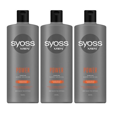 Syoss Men Power Şampuan 500 ML x 3