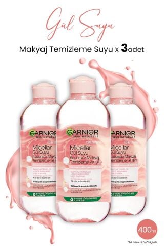 Garnier Micellar Gül Suyu Kusursuz Makyaj Temizleme 400 ml x 3 Adet