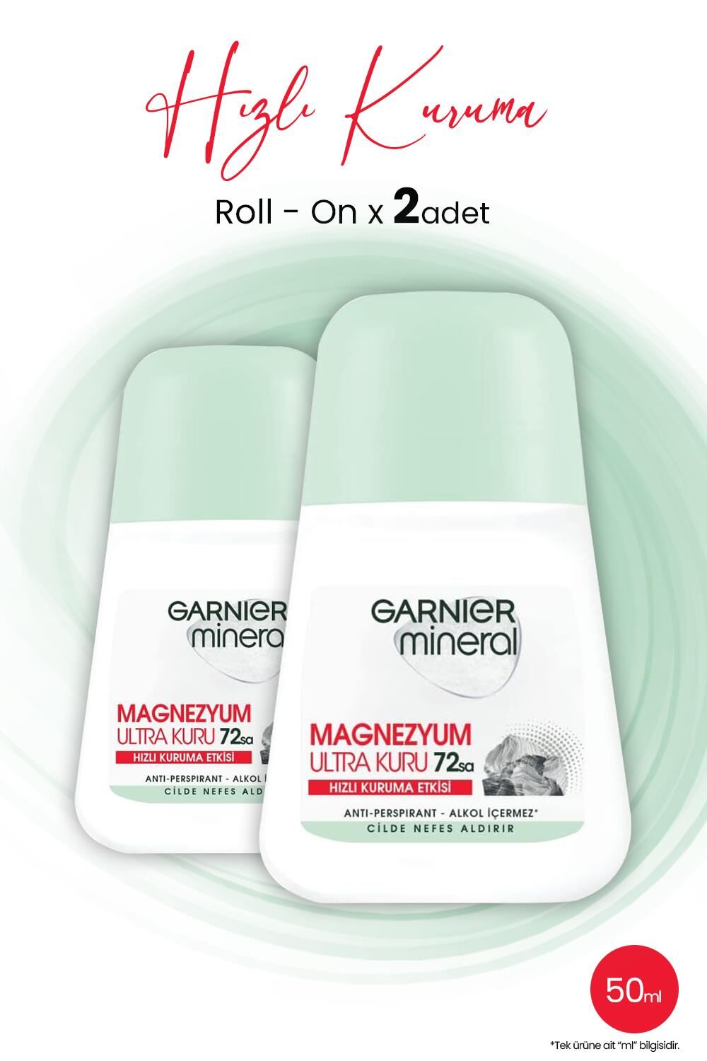Garnier Mineral Magnezyum Ultra Kuru Roll-On 72 Saat x 2 Adet