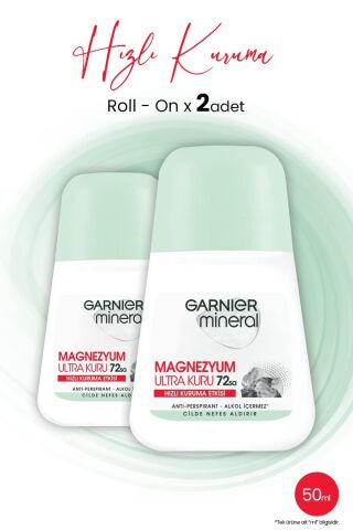 Garnier Mineral Magnezyum Ultra Kuru Roll-On 72 Saat x 2 Adet