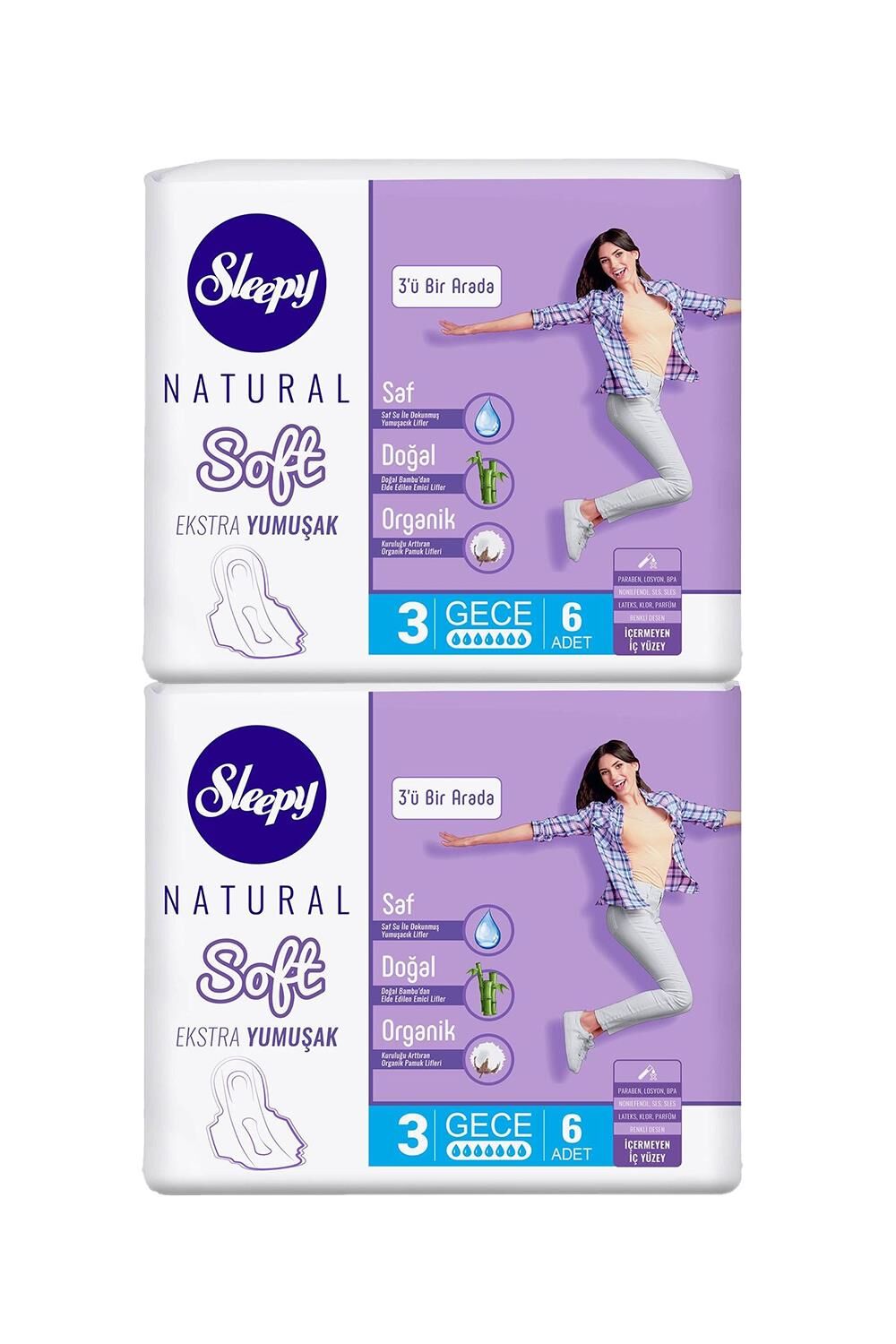 Sleepy Natural Hijyenik Ped Soft Gece 6'lı - 2 Adet