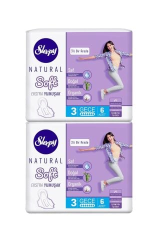 Sleepy Natural Hijyenik Ped Soft Gece 6'lı - 2 Adet
