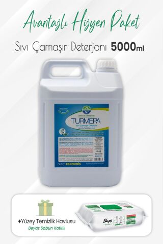 Turmepa Sıvı Çamaşır Deterjanı 5 Litre ve Easy Clean Yüzey Temizlik 100' lü