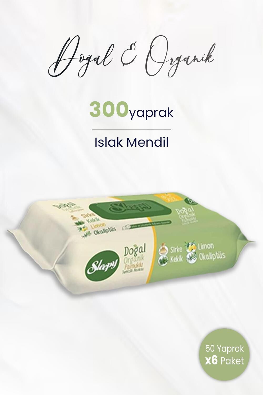 Sleepy Doğal & Organik Islak Mendil 50 Adet x 6 (300 yaprak)