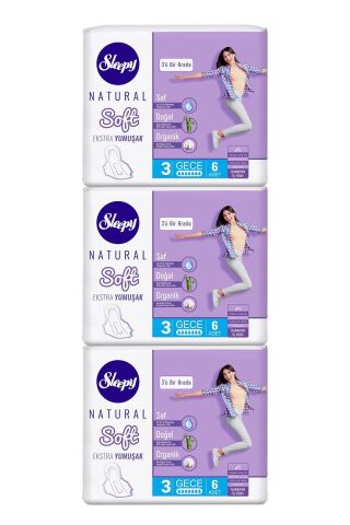 Sleepy Natural Hijyenik Ped Soft Gece 6'lı - 3 Adet