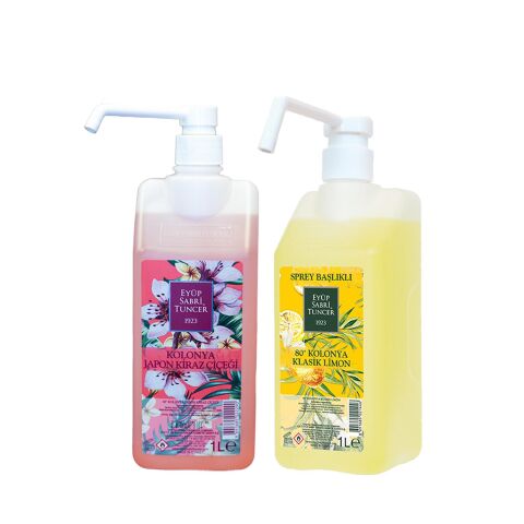 Eyüp Sabri Tuncer Japon Kiraz Çiçeği Kolonyası Sprey 1 lt + Klasik Limon Sprey Başlık 1 Lt