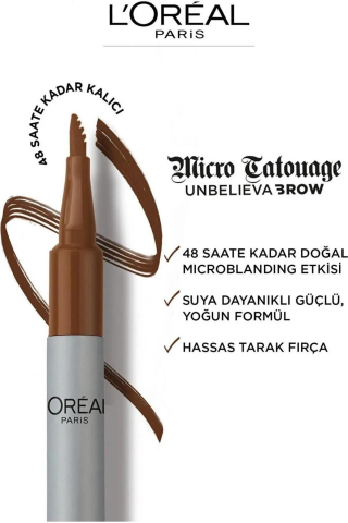 3 Adet Loreal Paris Unbelieva Brow Micro Tatouage Kaş Kalemi 109 Ebony ve ROSIE