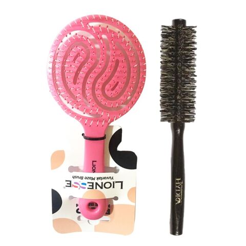 Tarko Lionesse Saç Fırçası Yuvarlak Pembe ve Hydra Fön Fırçası