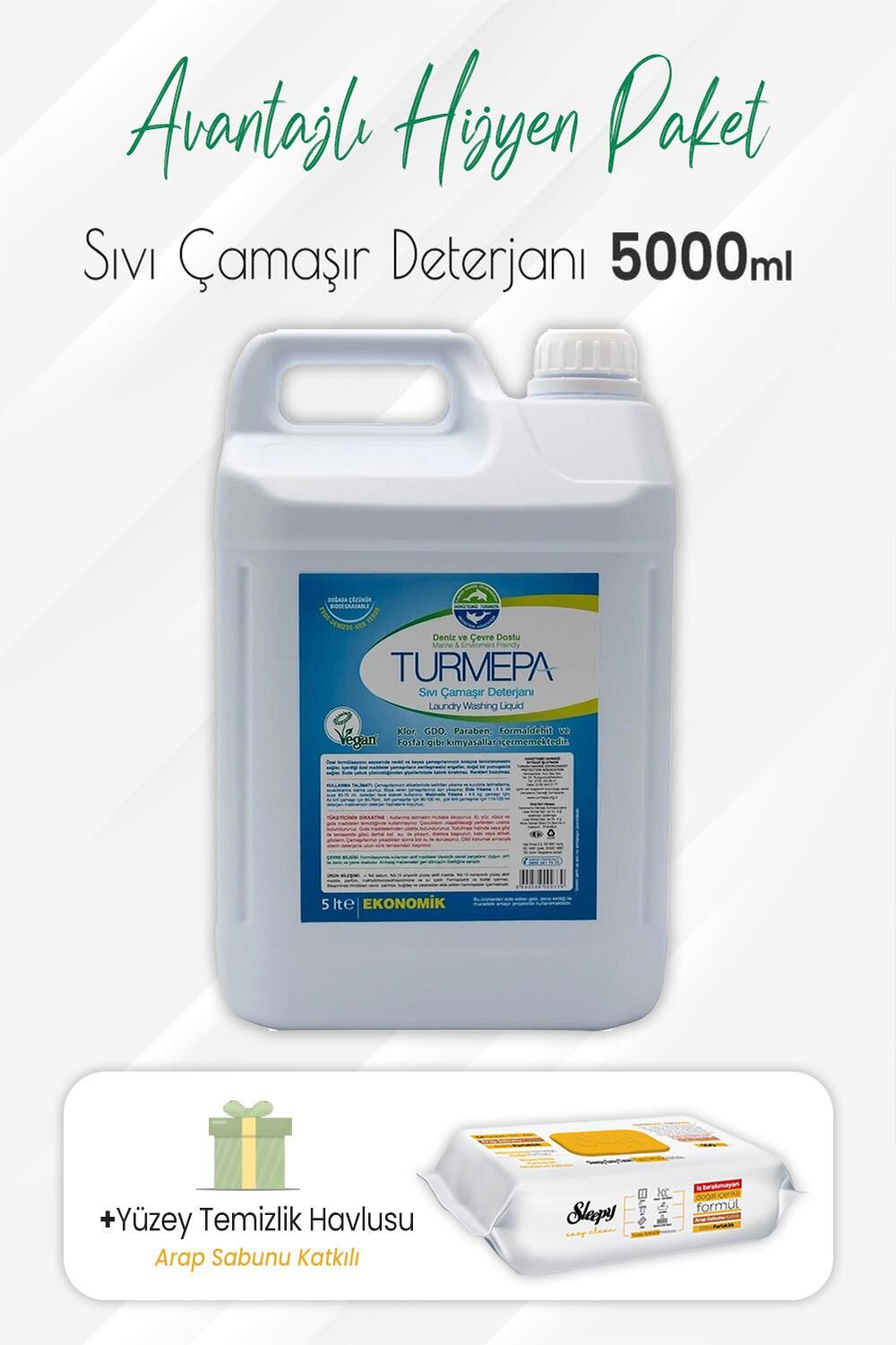 Turmepa Sıvı Çamaşır Deterjanı ve Arap Sabunlu Yüzey Temizlik 100' lü