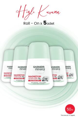 Garnier Mineral Magnezyum Ultra Kuru Roll-On 72 Saat x 5 Adet