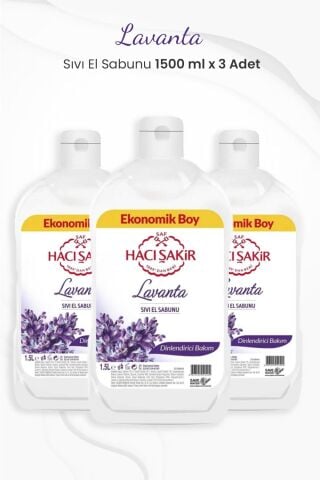 Hacı Şakir Lavanta Dinlendirici Bakım Sıvı El Sabunu 1500 ml x 3 Adet