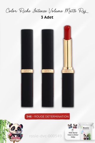 3 Adet Loreal Paris Volume Matte 346 Rouge Determination ve ROSIE