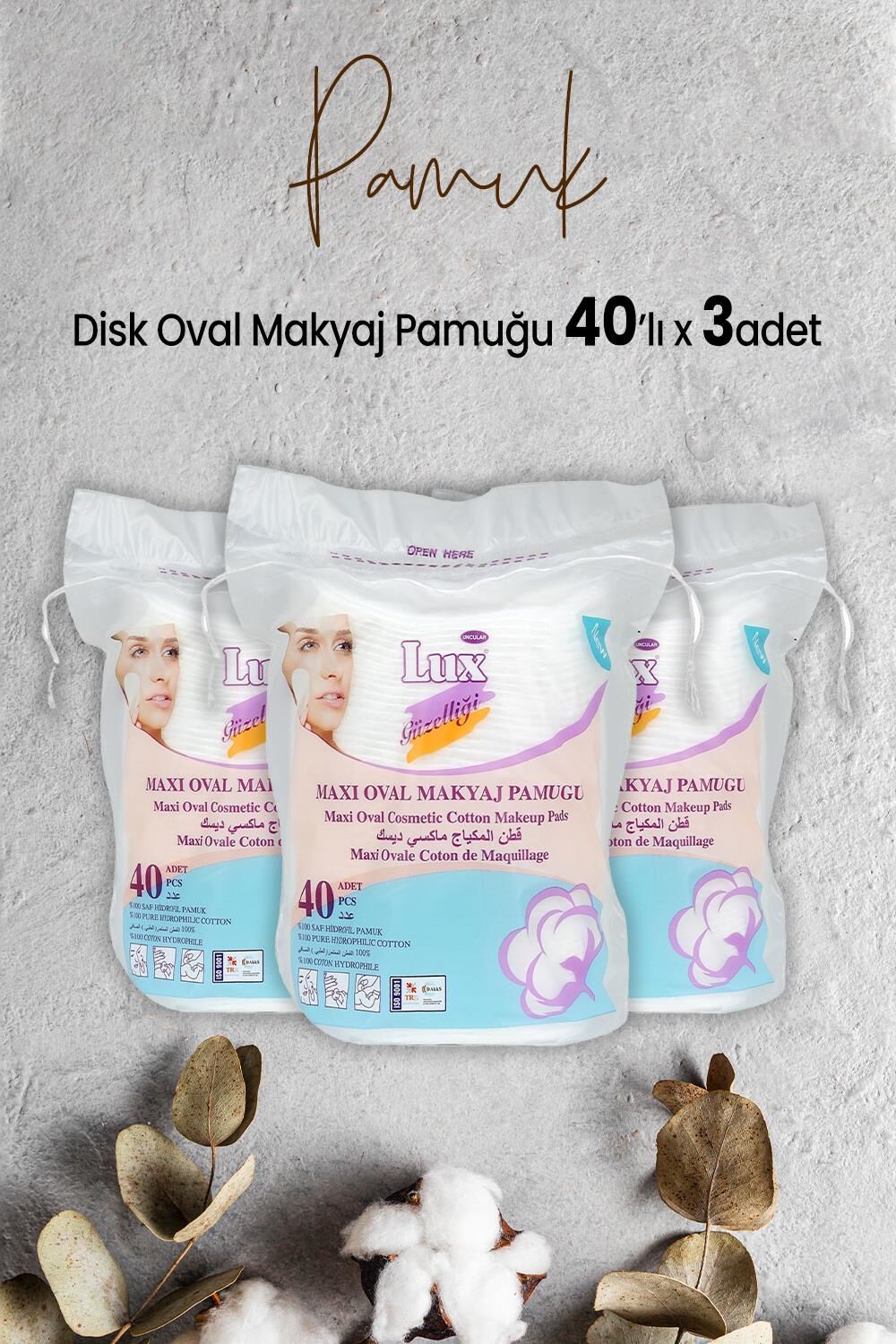 Lux Disk Oval Makyaj Pamuğu 40' lı x 3 Adet