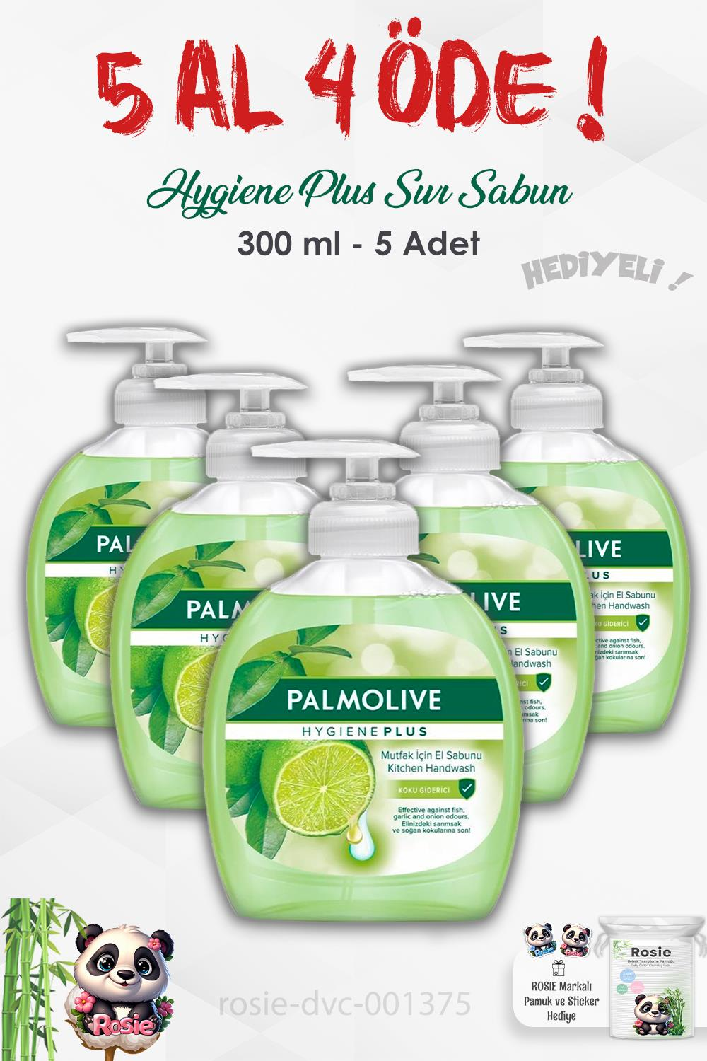 Palmolive  5 AL 4 ÖDE Hygiene Plus Koku Giderici Sıvı Sabun 300 ml ve ROSIE