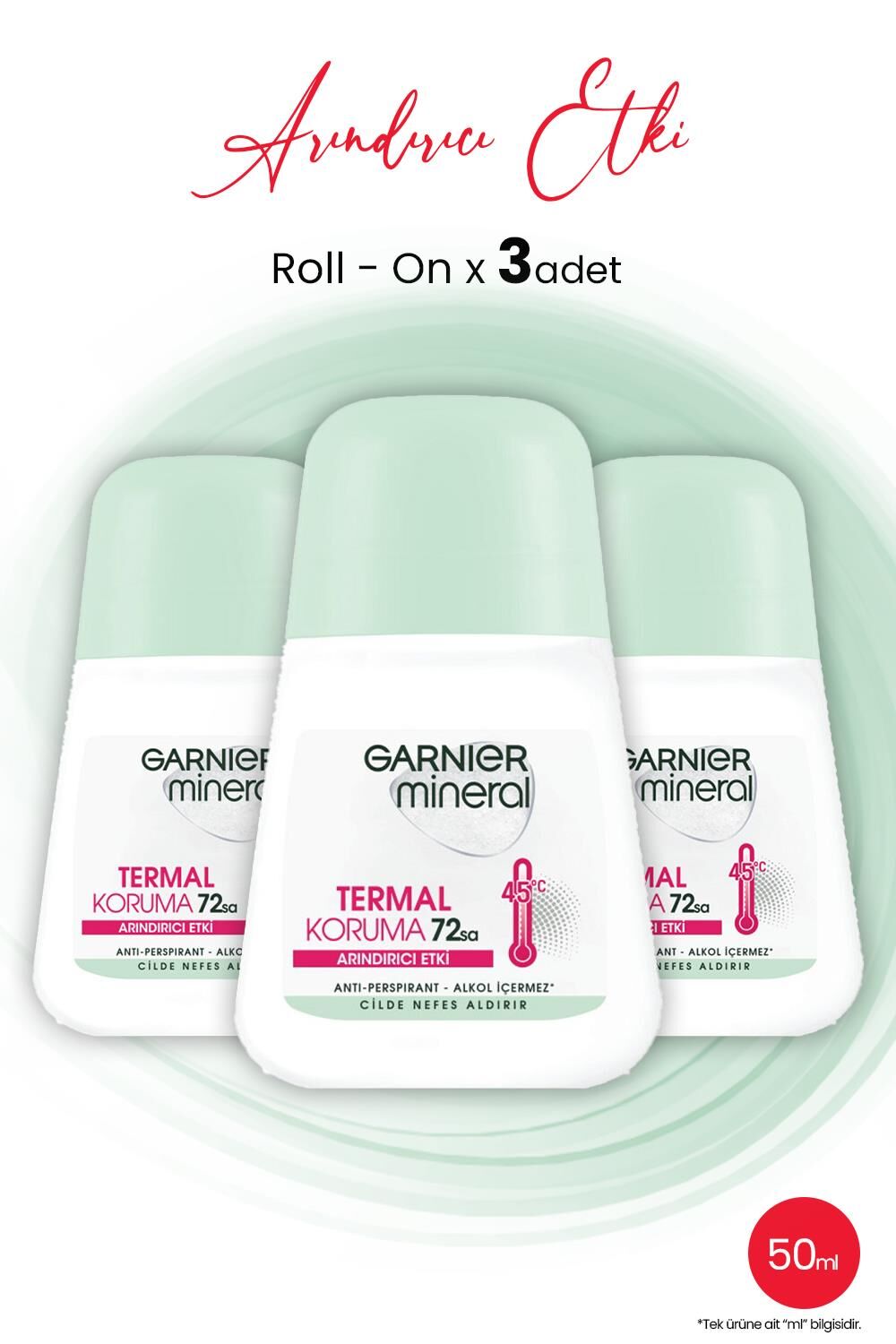 Garnier Mineral Roll-On Termal Koruma 72 Saat 50 ml x 3 Adet