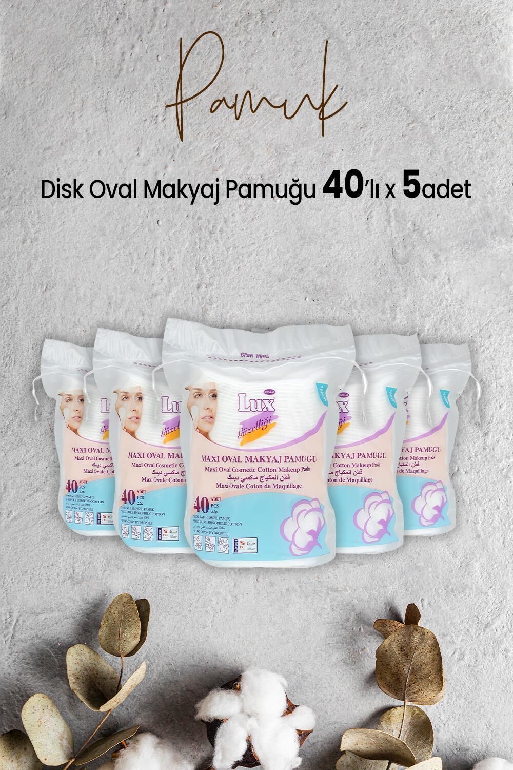 Lux Disk Oval Makyaj Pamuğu 40' lı x 5 Adet