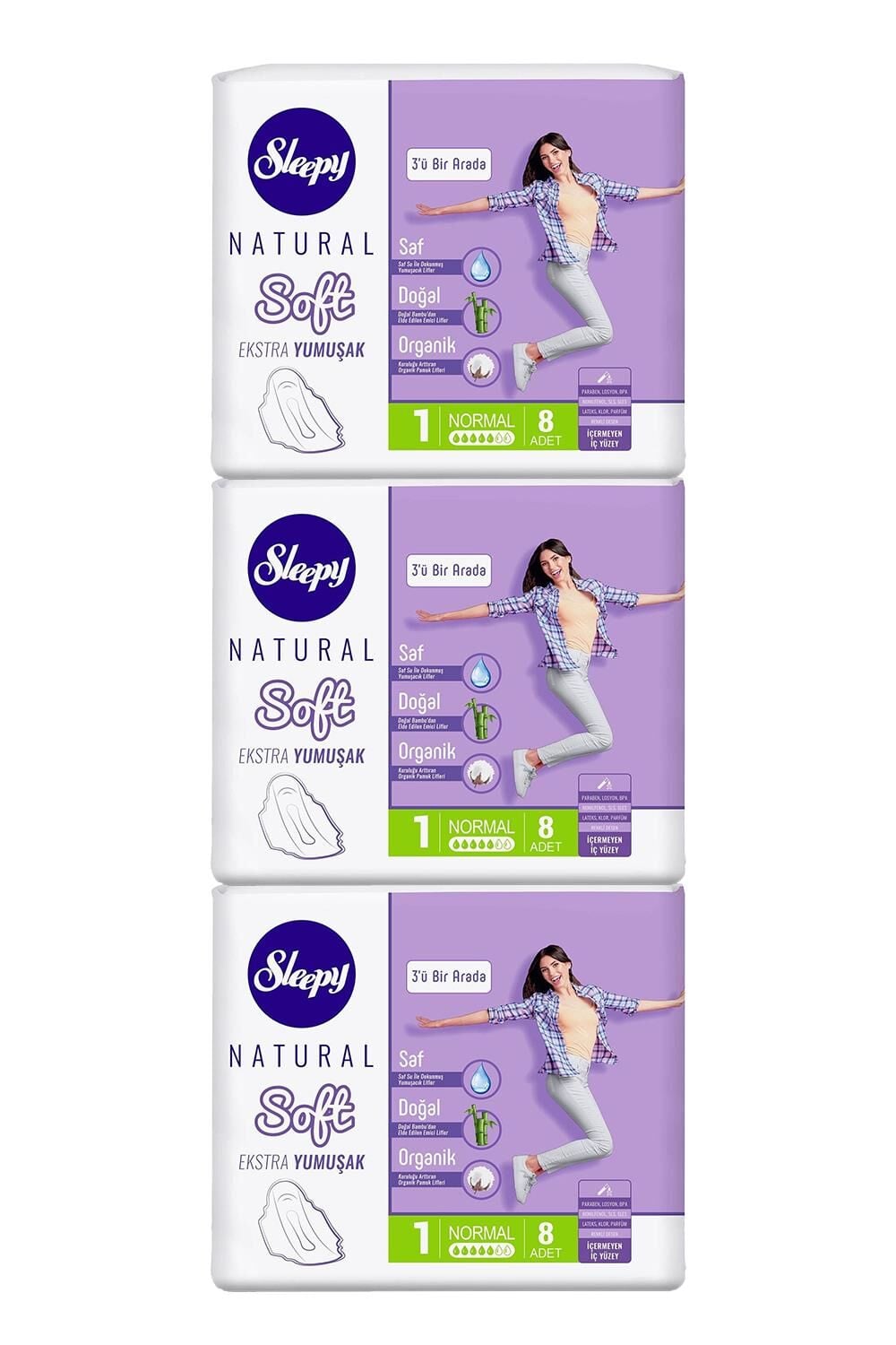 Sleepy Natural Hijyenik Ped Soft Normal 8'li - 3 Adet