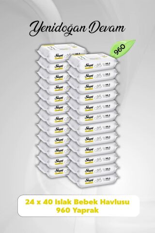 Yenidoğan Devam Islak Bebek Havlusu 24 x 40 (960yaprak)