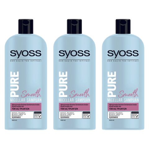 Syoss Pure Smooth Micellar Şampuan 500 ml x 3 Adet