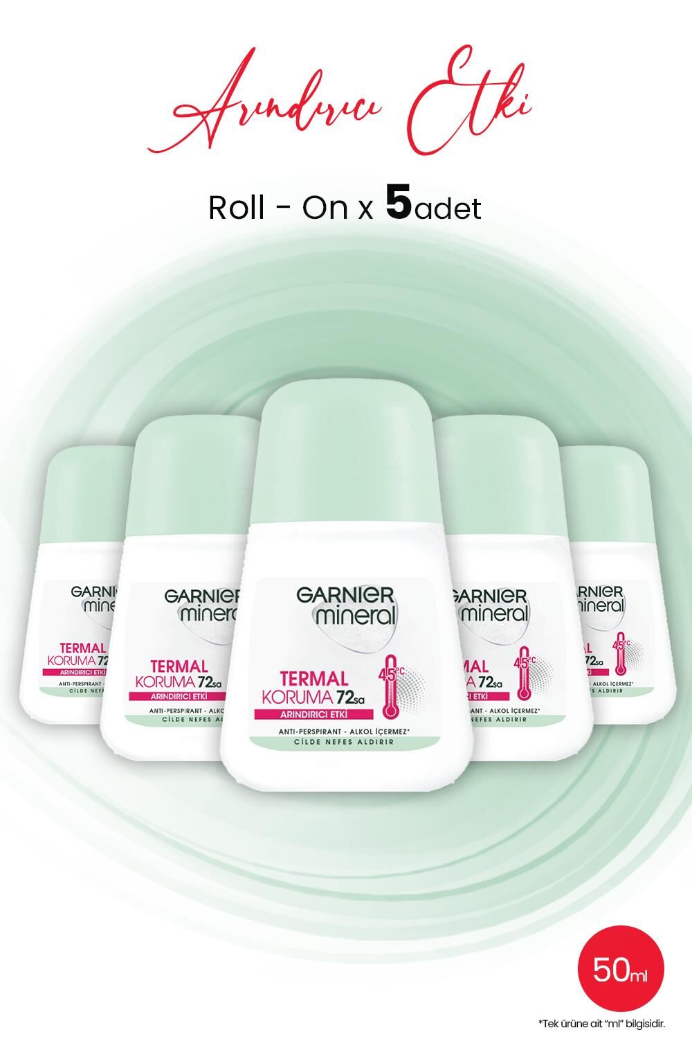Garnier Mineral Roll-On Termal Koruma 72 Saat 50 ml x 5 Adet