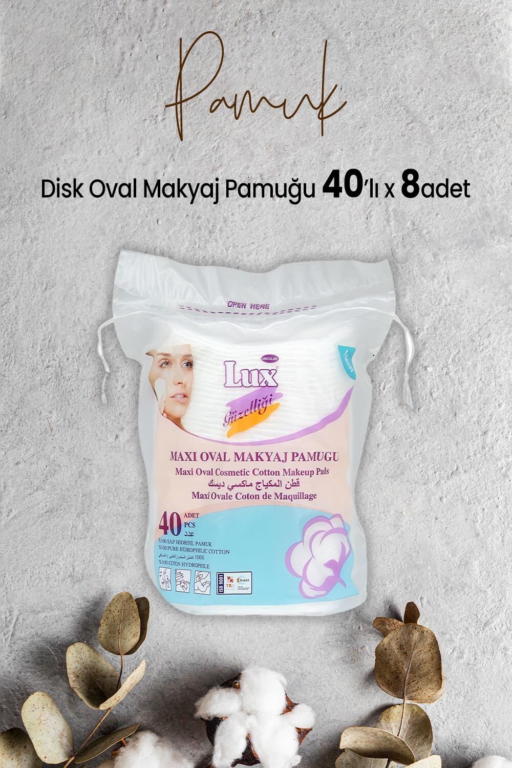 Lux Disk Oval Makyaj Pamuğu 40' lı x 8 Adet